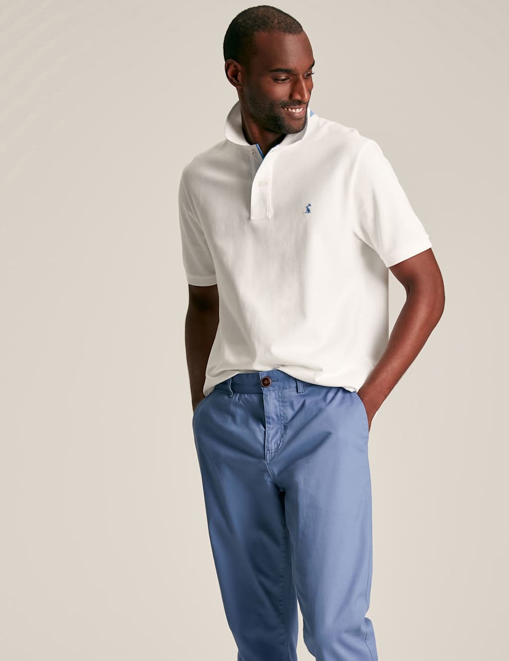 Joules Pure Cotton Piqu Tipped Collar Polo Shirt White