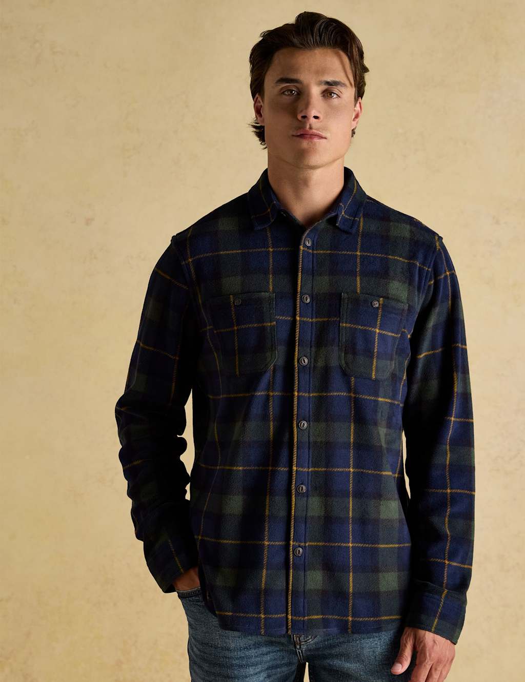 Joules Regular Fit Checked Oxford Shirt Navy Mix