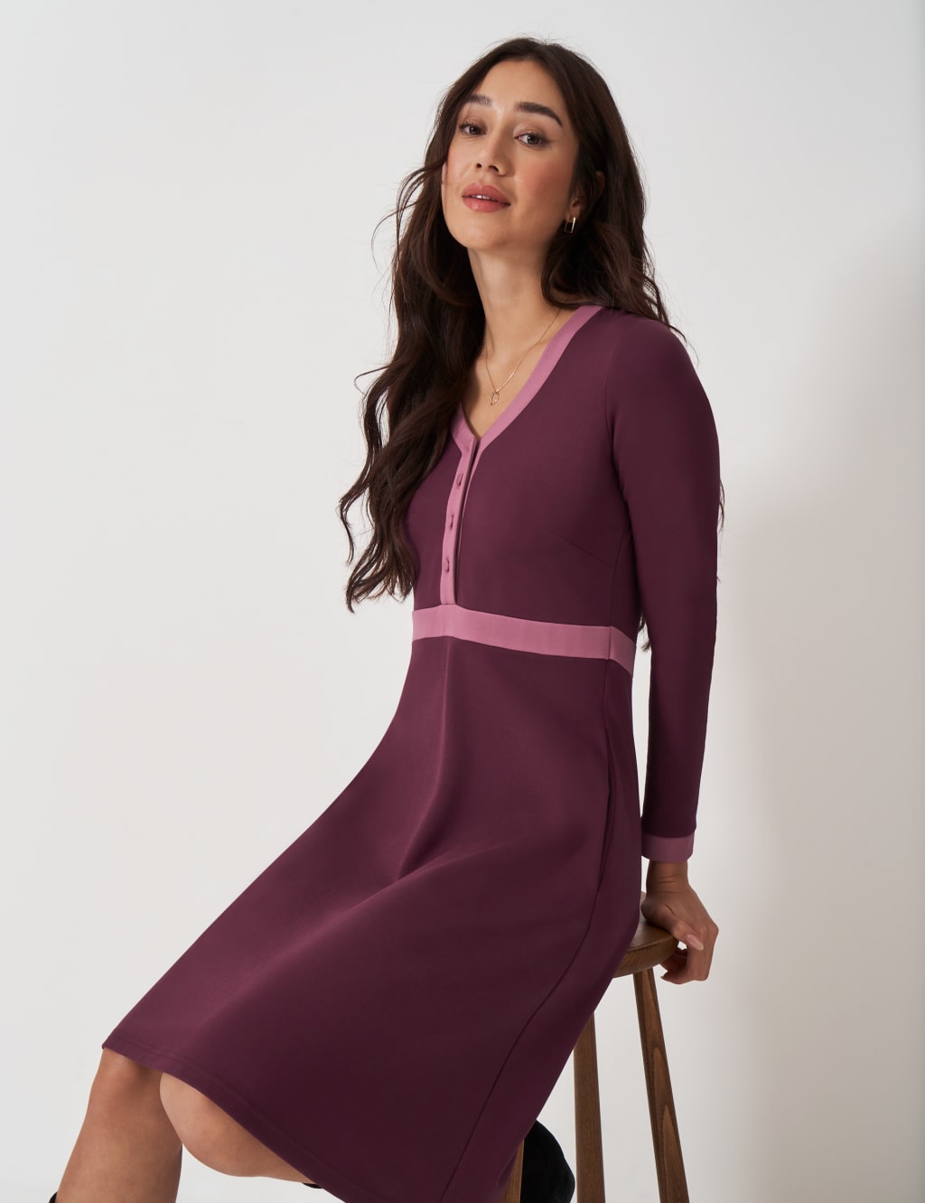 Jersey V-Neck Knee Length Skater Dress