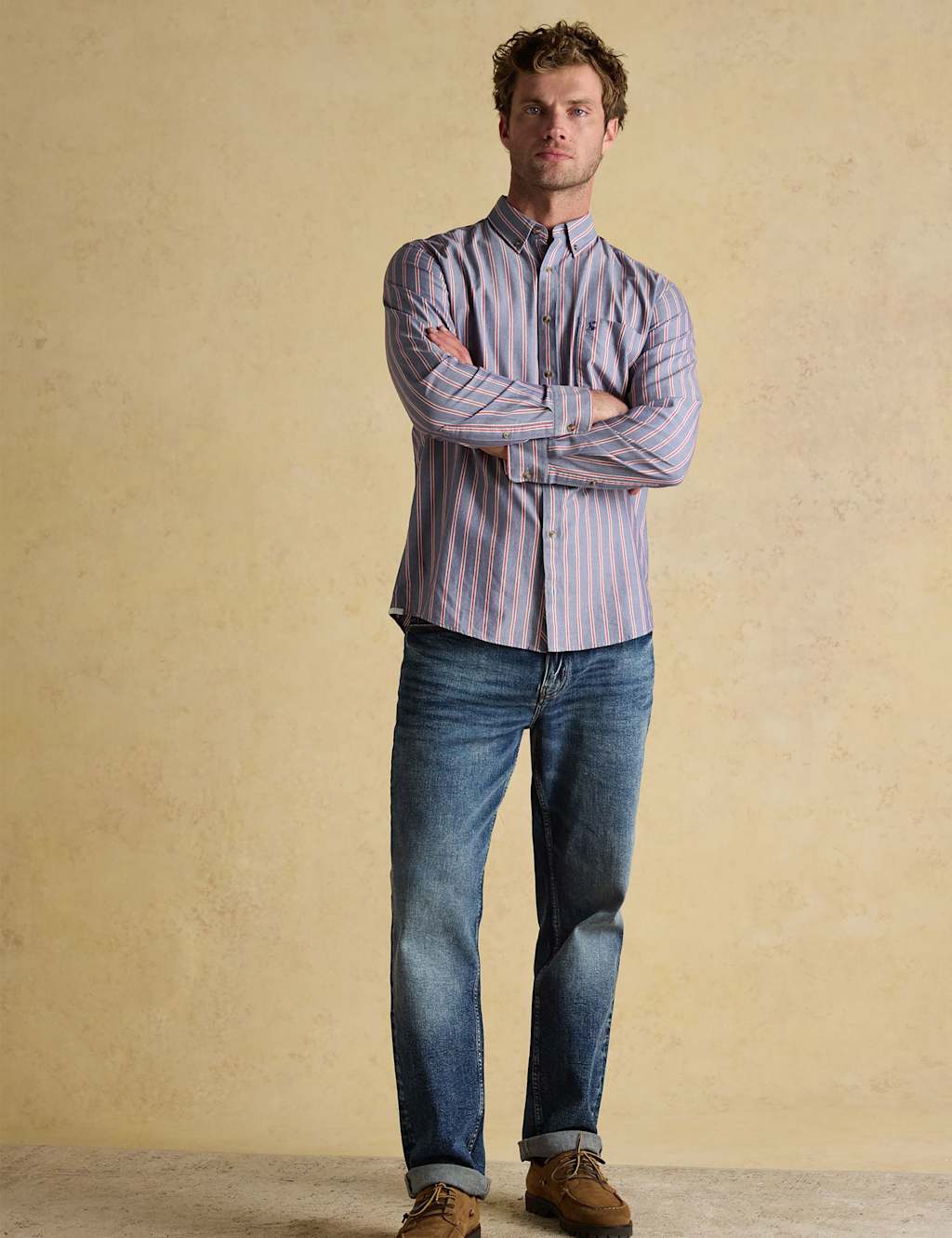 Joules Pure Cotton Striped Oxford Shirt Blue Mix