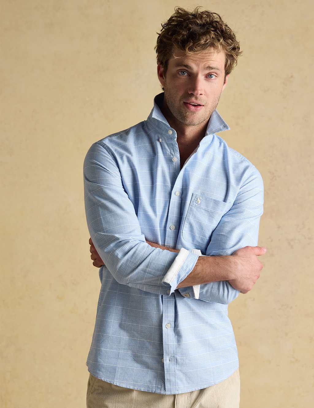 Joules Regular Fit Pure Cotton Check Oxford Shirt Light Blue