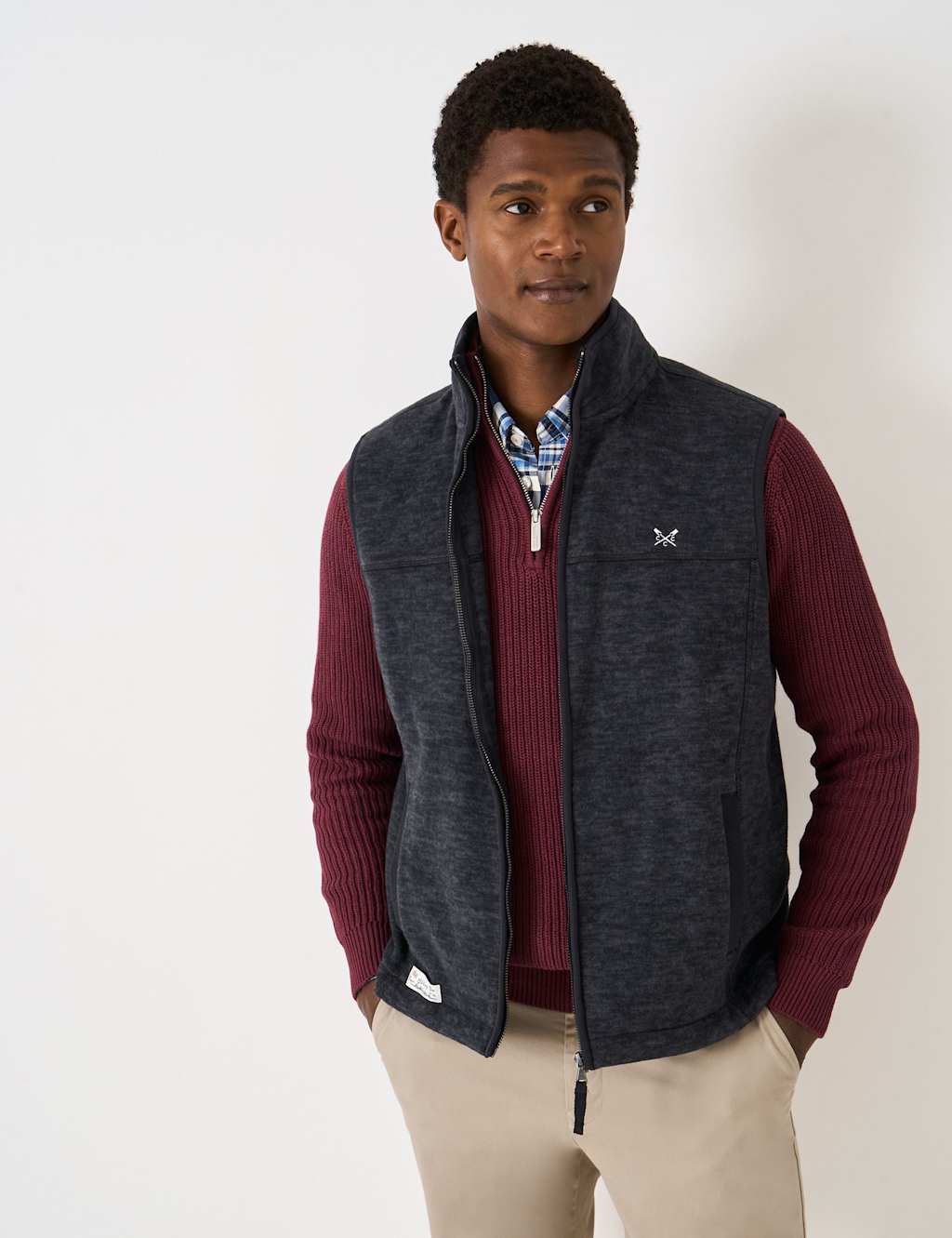 Crew Clothing Space Dye Gilet Charcoal