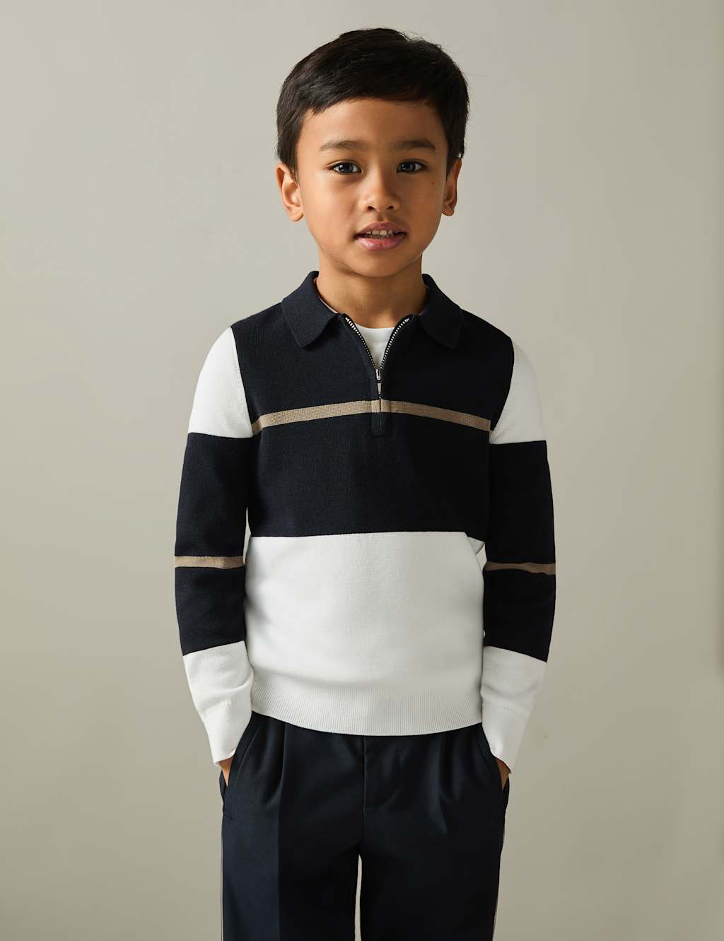 Cotton Blend Colour Block Polo Shirt (3-14 Yrs)