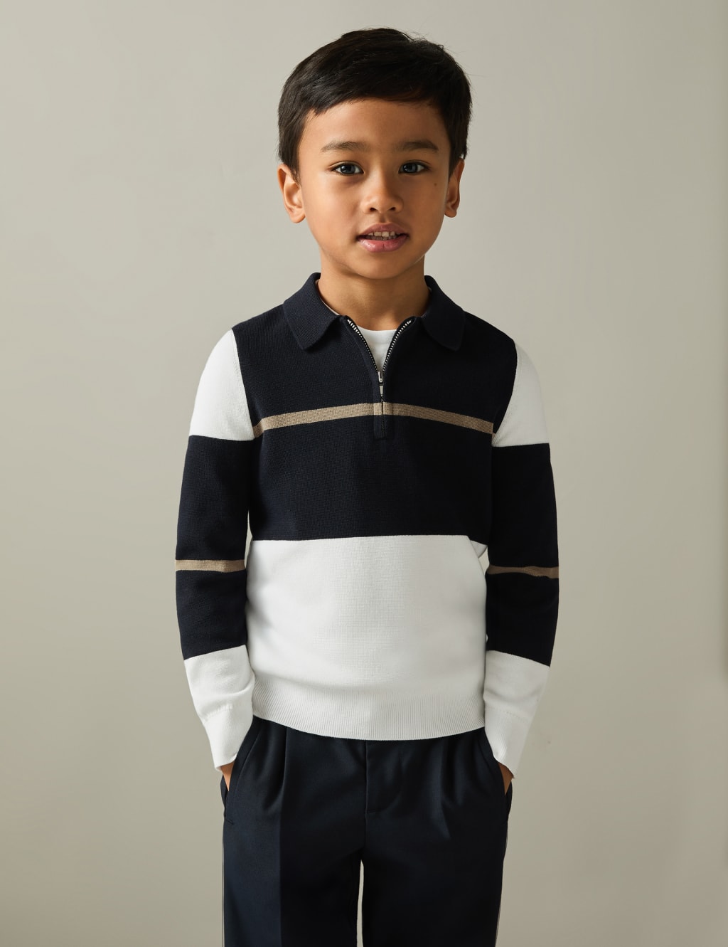 Cotton Blend Colour Block Polo Shirt (3-14 Yrs)