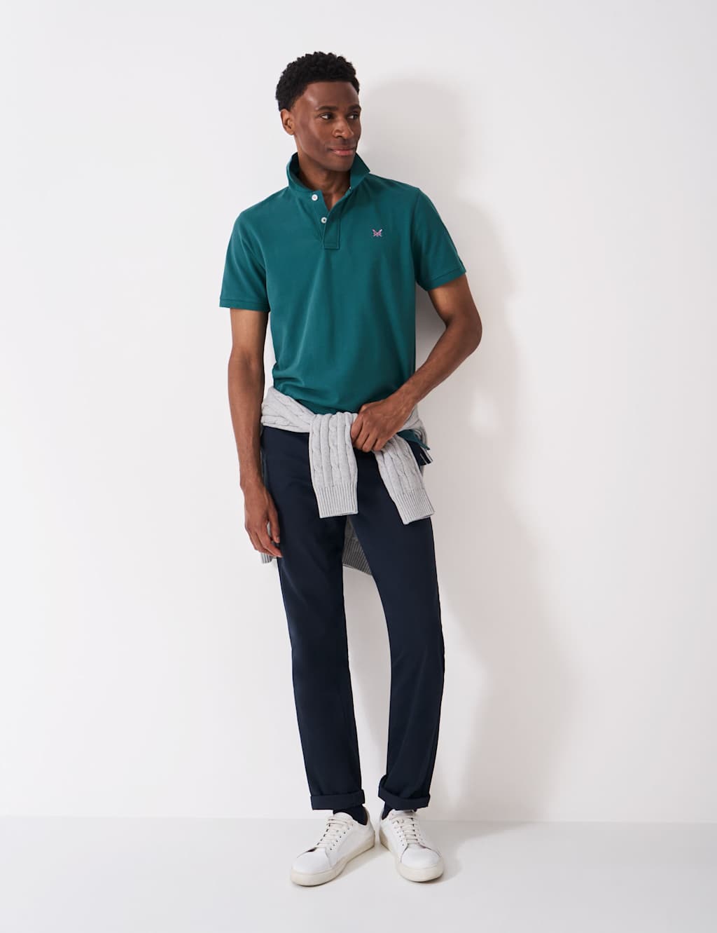 Crew Clothing Pure Cotton Pique Polo Shirt Emerald