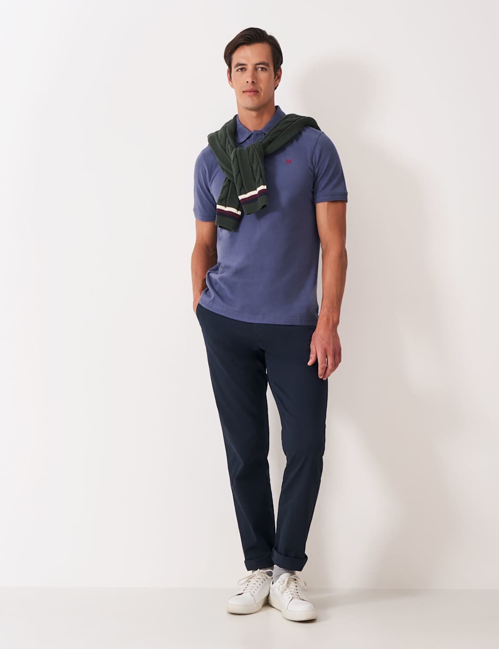 Crew Clothing Pure Cotton Pique Polo Shirt Indigo