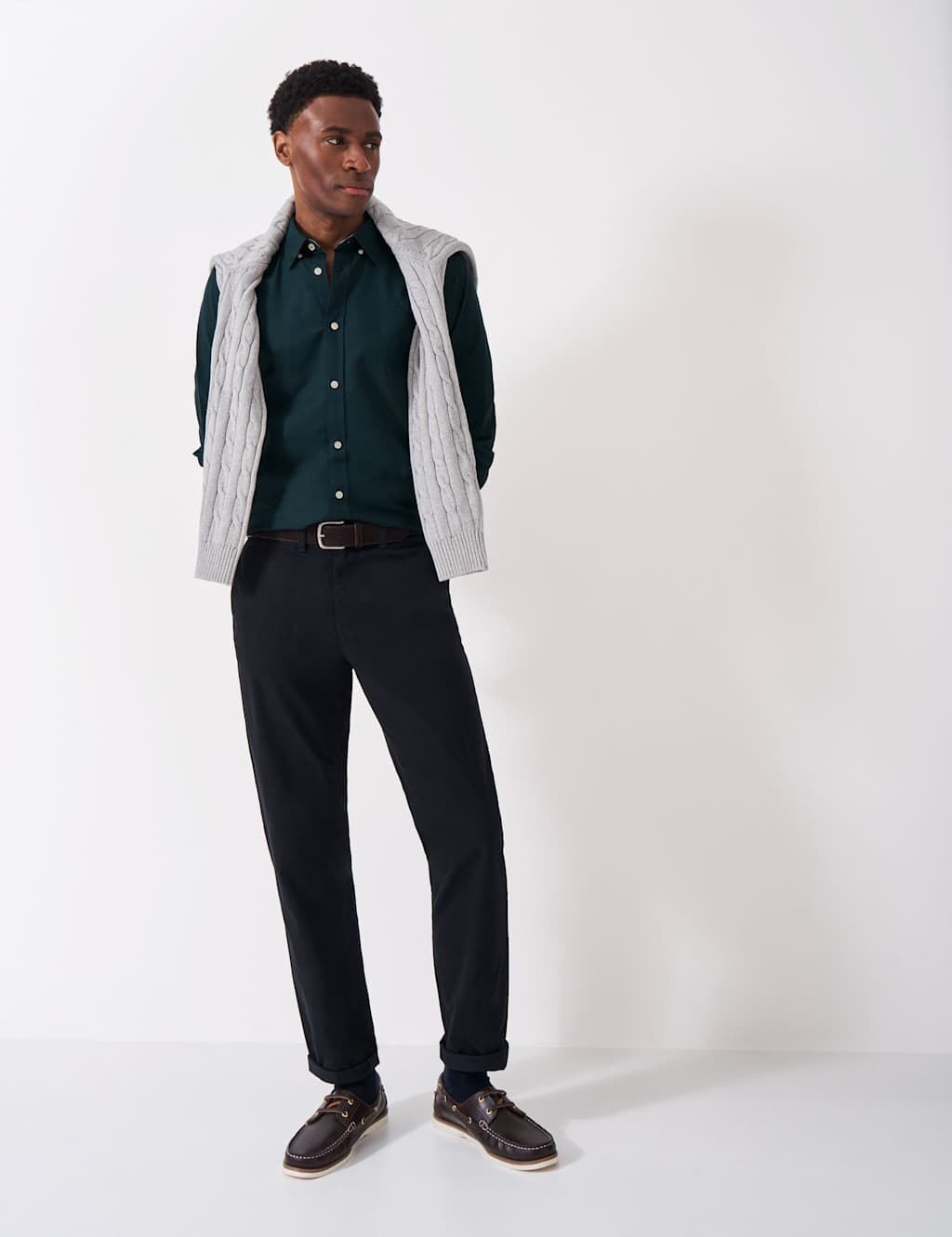 Crew Clothing Slim Fit Pure Cotton Oxford Shirt Dark Green