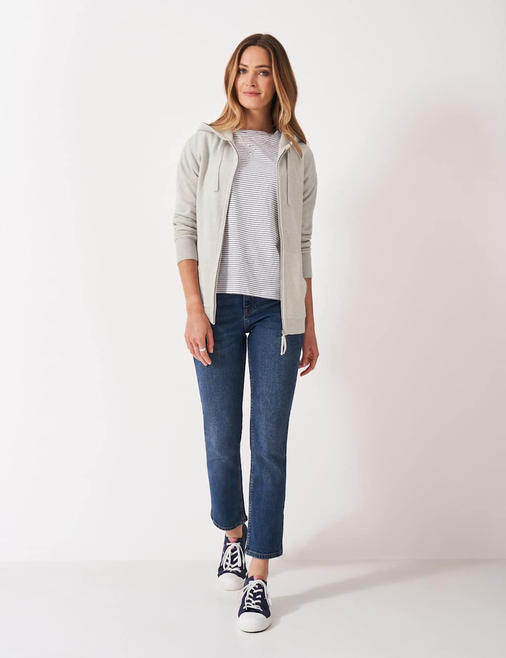 Crew Clothing Wool Rich Hoodie Light Grey