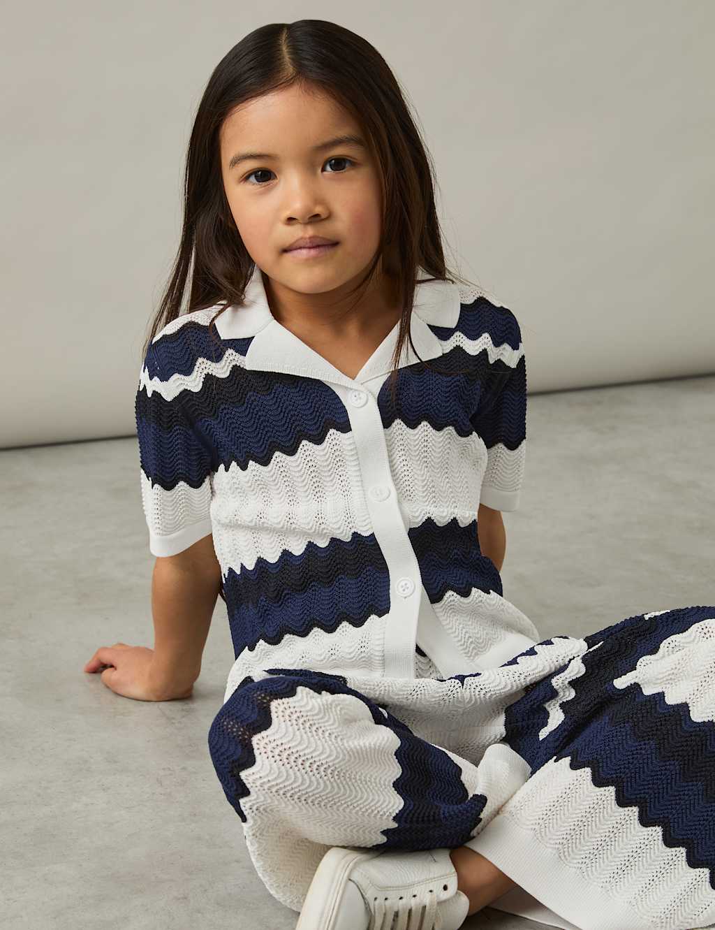 Reiss Girls Knitted Striped Shirt (4-14 Yrs) - 9-10Y - Blue Mix, Blue Mix