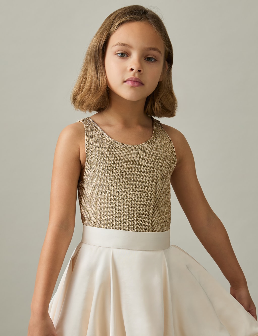 Reiss Girls Metallic Knitted Vest Top (4-14 Yrs) - 9-10Y - Gold, Gold