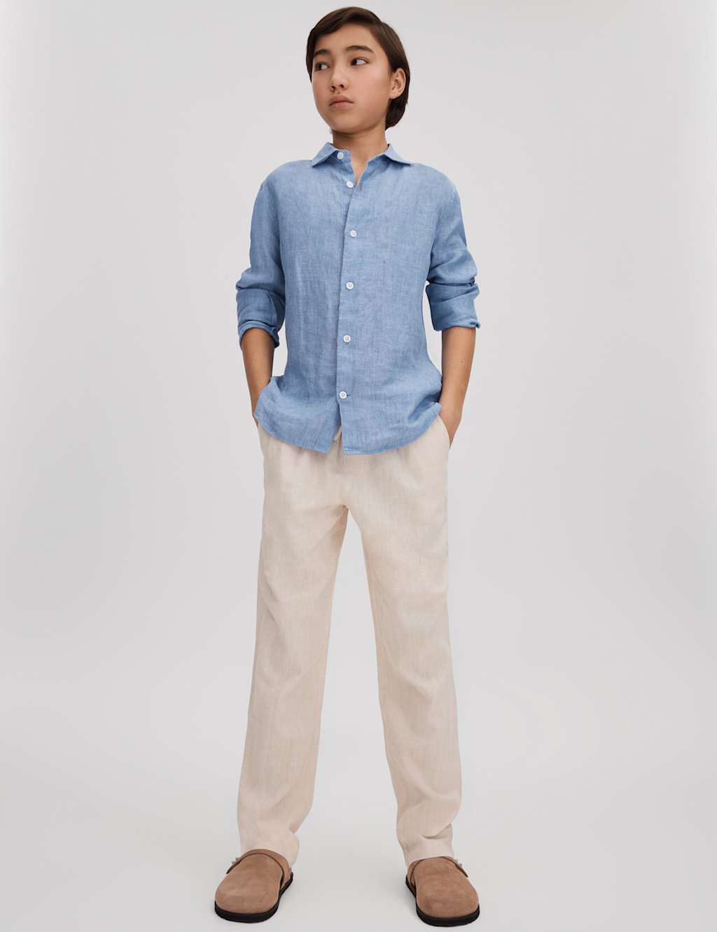 Reiss Pure Linen Shirt (3-14 Yrs) Blue