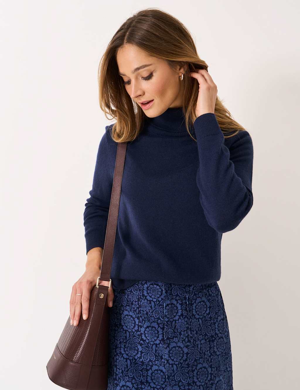 Crew Clothing Merino Wool Rich Jumper with Cashmere Navy