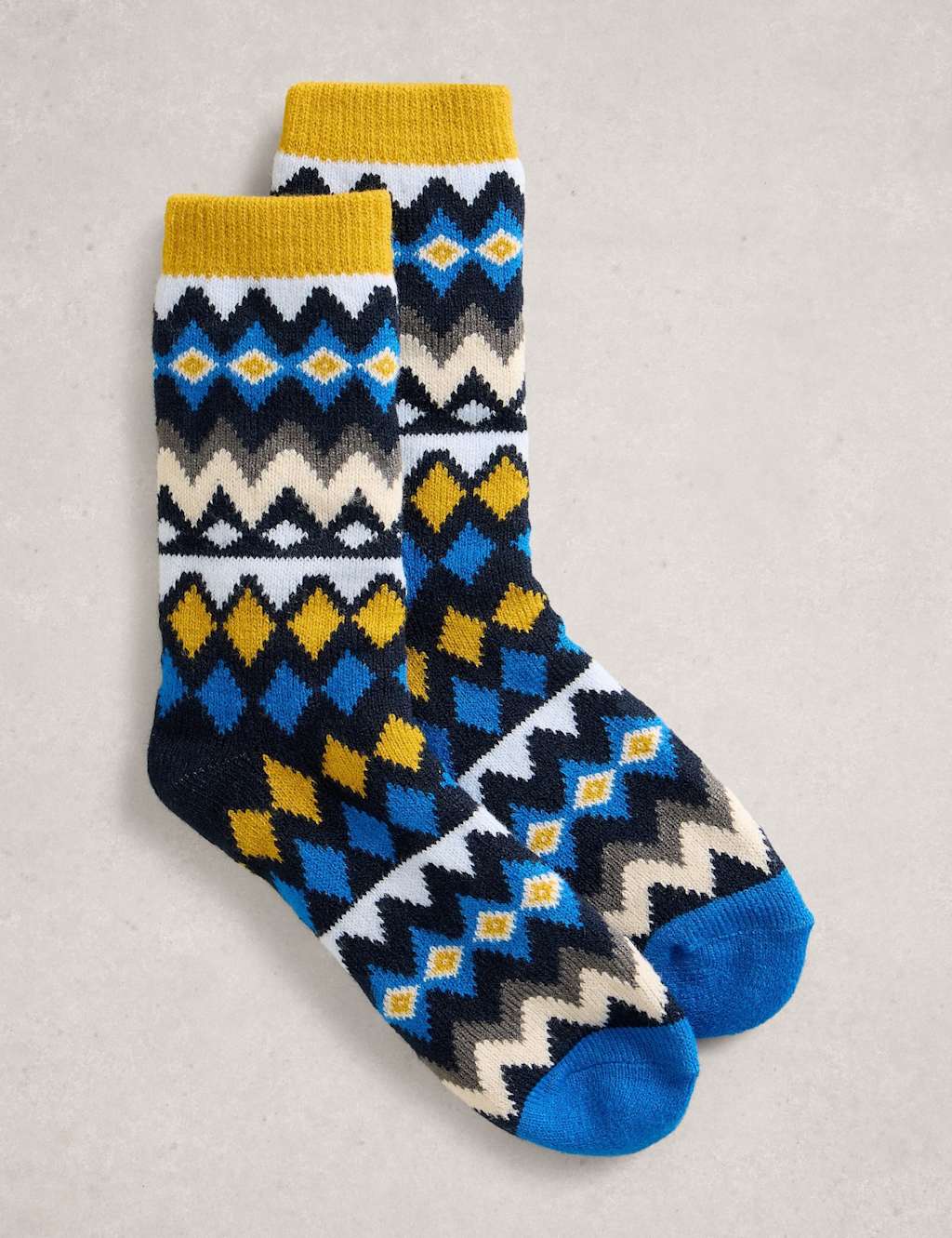 White Stuff Fair Isle Socks Blue Mix