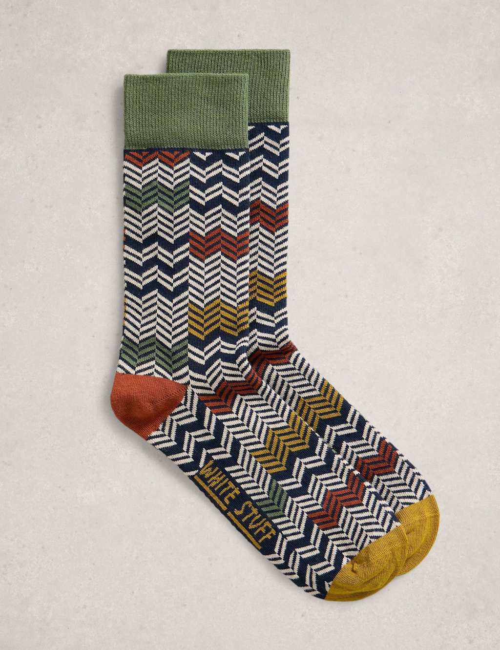 White Stuff Geometric Cotton Rich Socks Green Mix