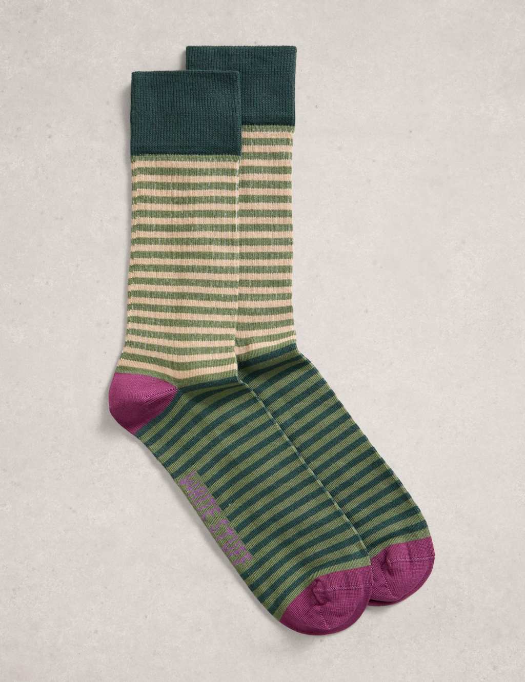 White Stuff Striped Cotton Rich Socks Green Mix