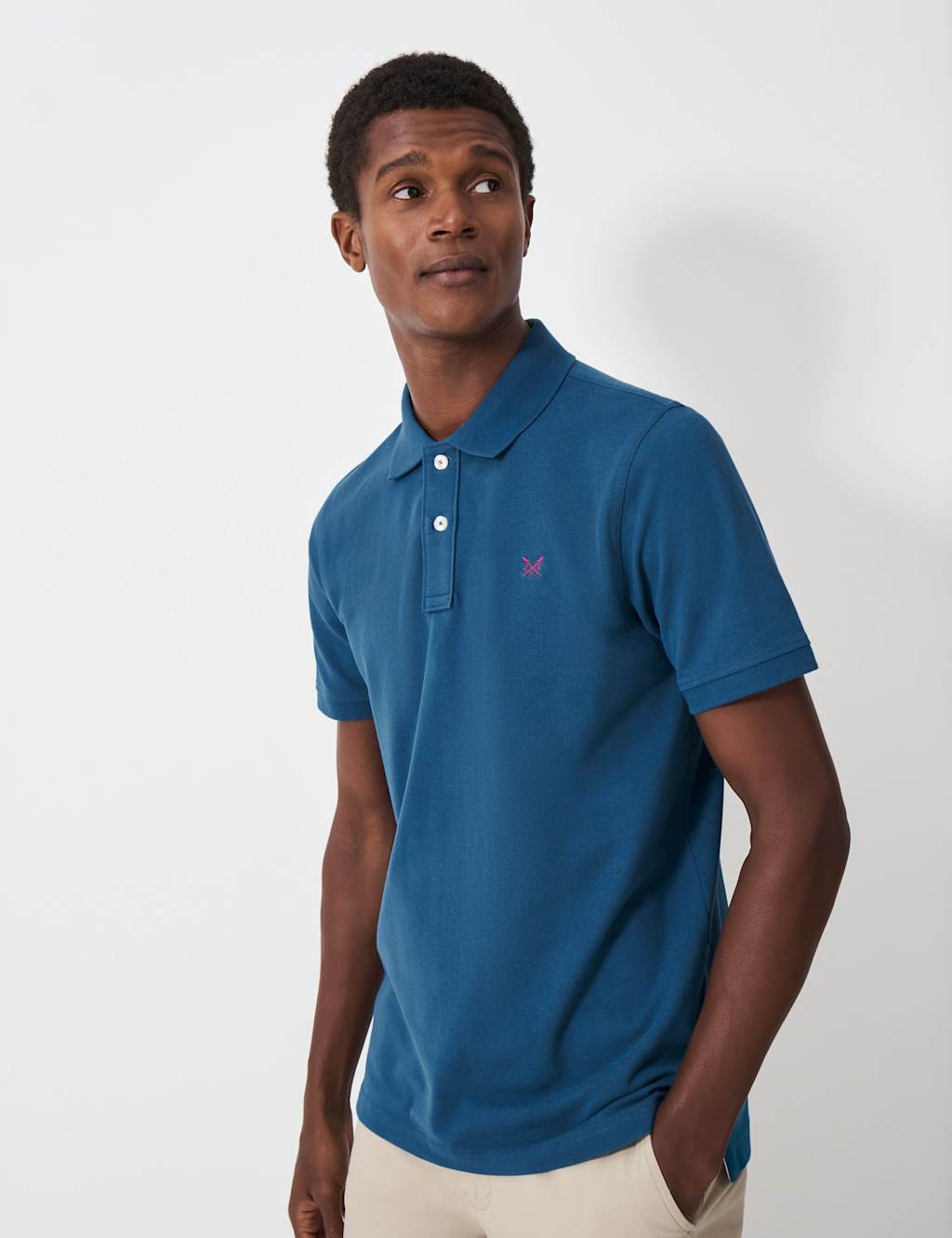 Crew Clothing Pure Cotton Pique Polo Shirt Air Force Blue