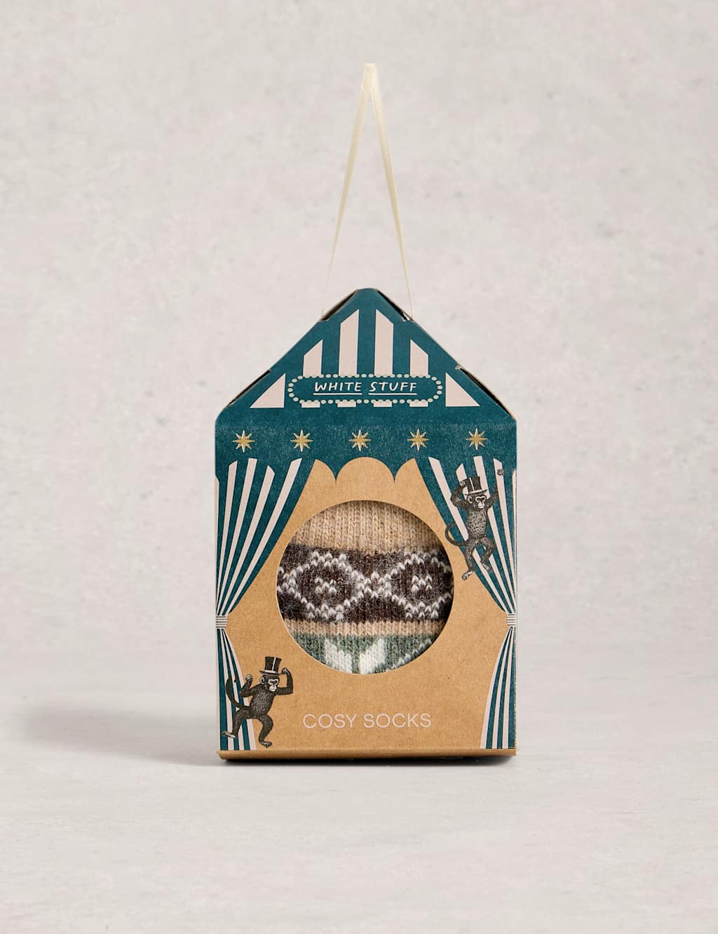 White Stuff Fox Novelty Wool Rich Socks Green Mix