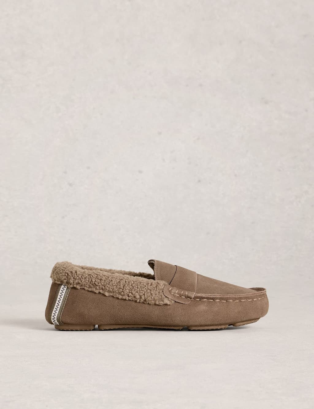 White Stuff Suede Moccasin Slippers Natural