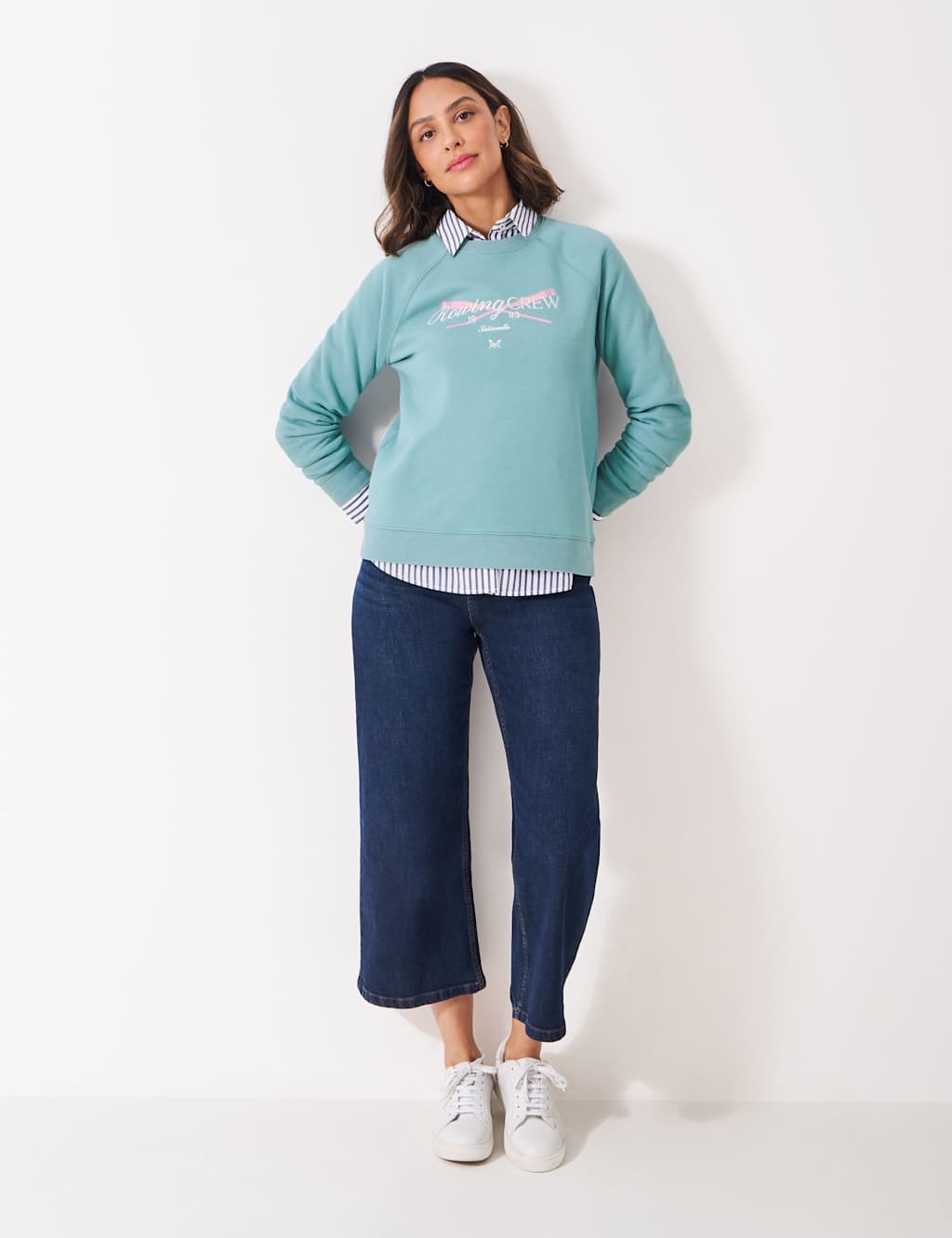 Crew Clothing Cotton Rich Logo Graphic Sweatshirt Mid Blue