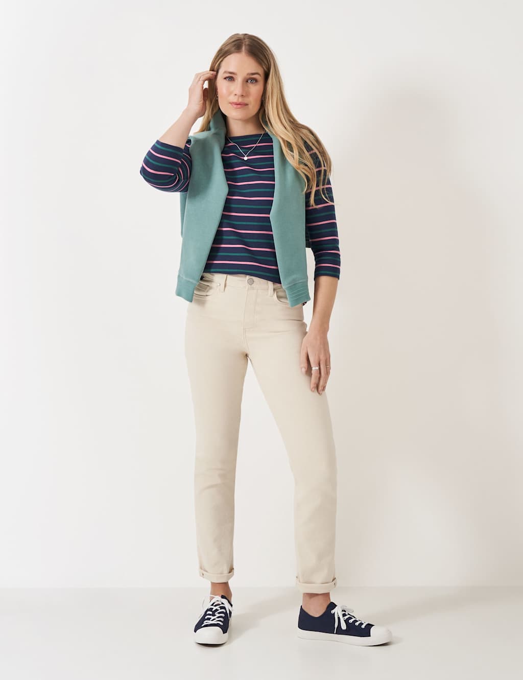 Crew Clothing Pure Cotton Striped Top Multi