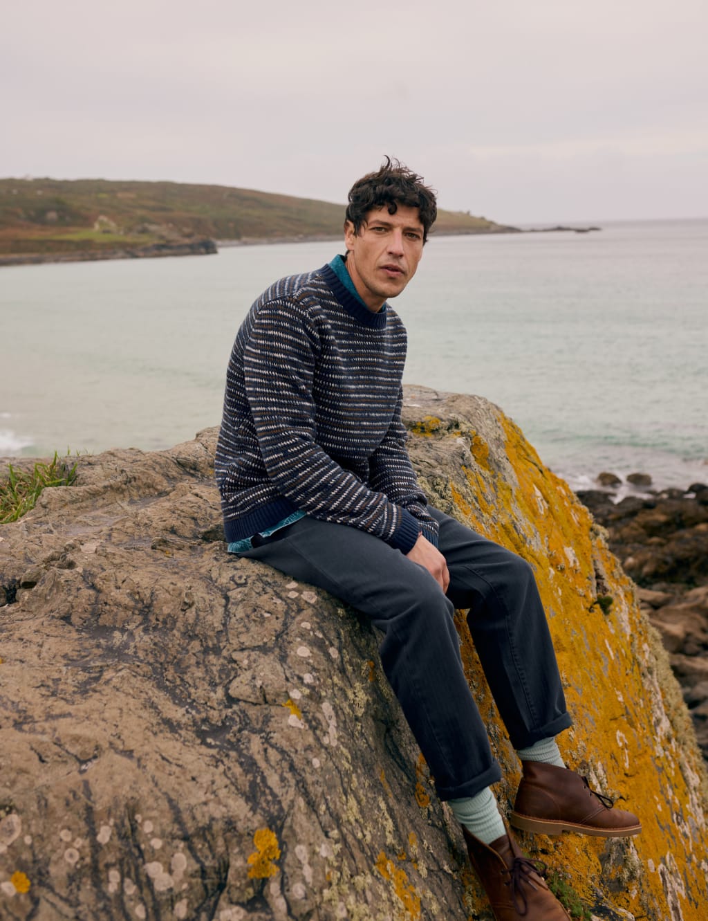 Pure Cotton Striped Textured Jumper