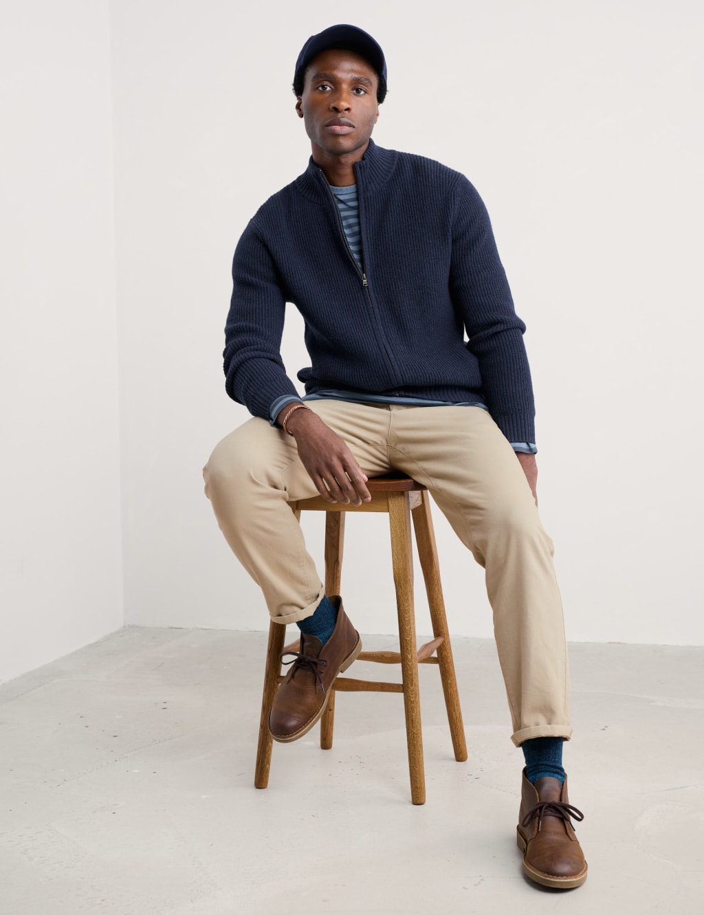 Lambswool Rich Zip Up Textured Cardigan
