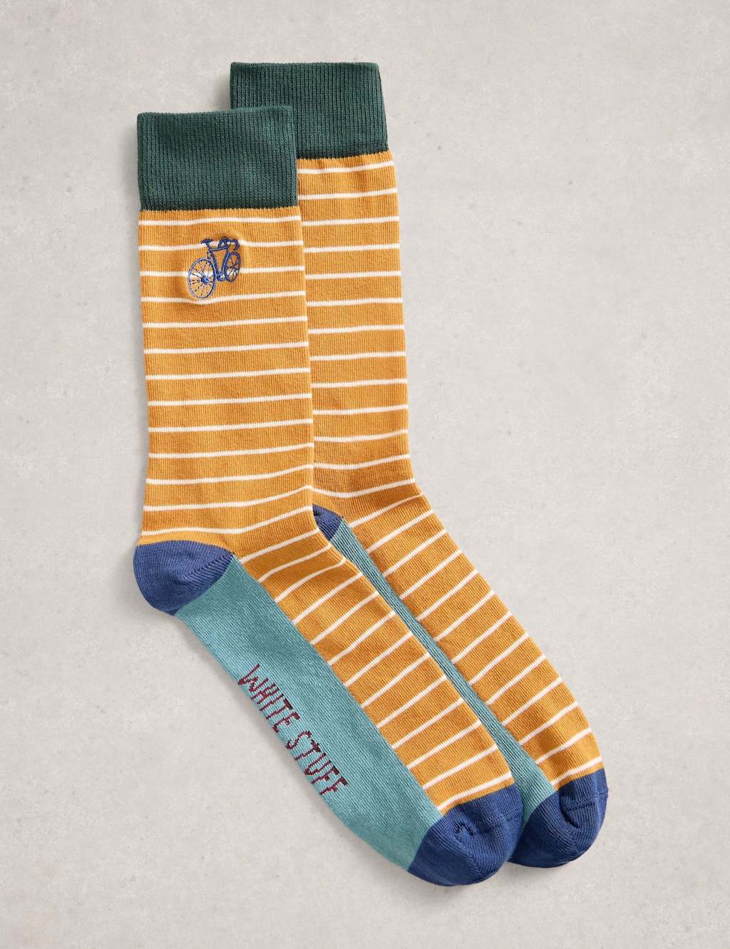 White Stuff Striped Cotton Rich Socks Yellow Mix
