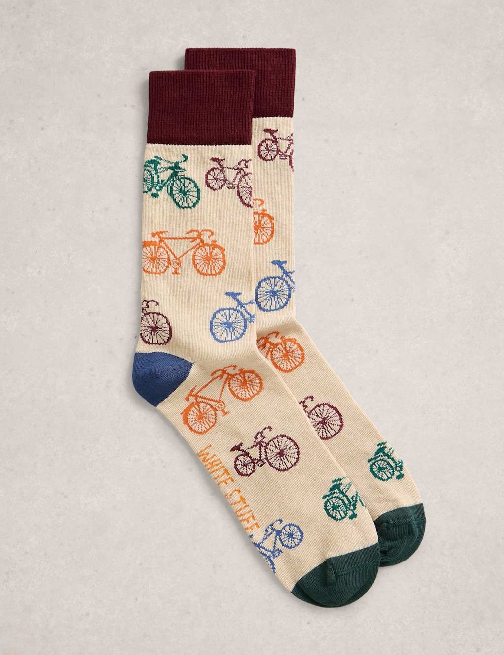 White Stuff Novelty Bicycles Cotton Rich Socks Natural Mix