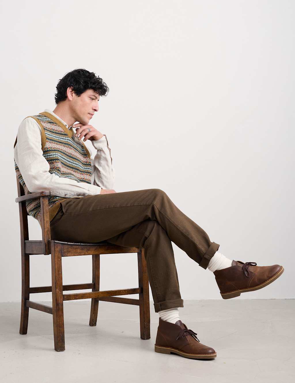 Seasalt Cornwall Wool Rich Fair Isle Knitted Vest Yellow Mix