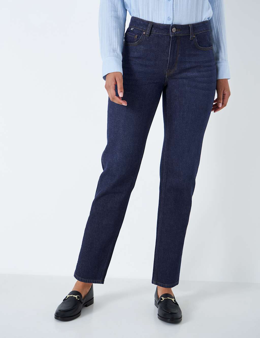 Crew Clothing Girlfriend High Waisted Jeans Dark Blue