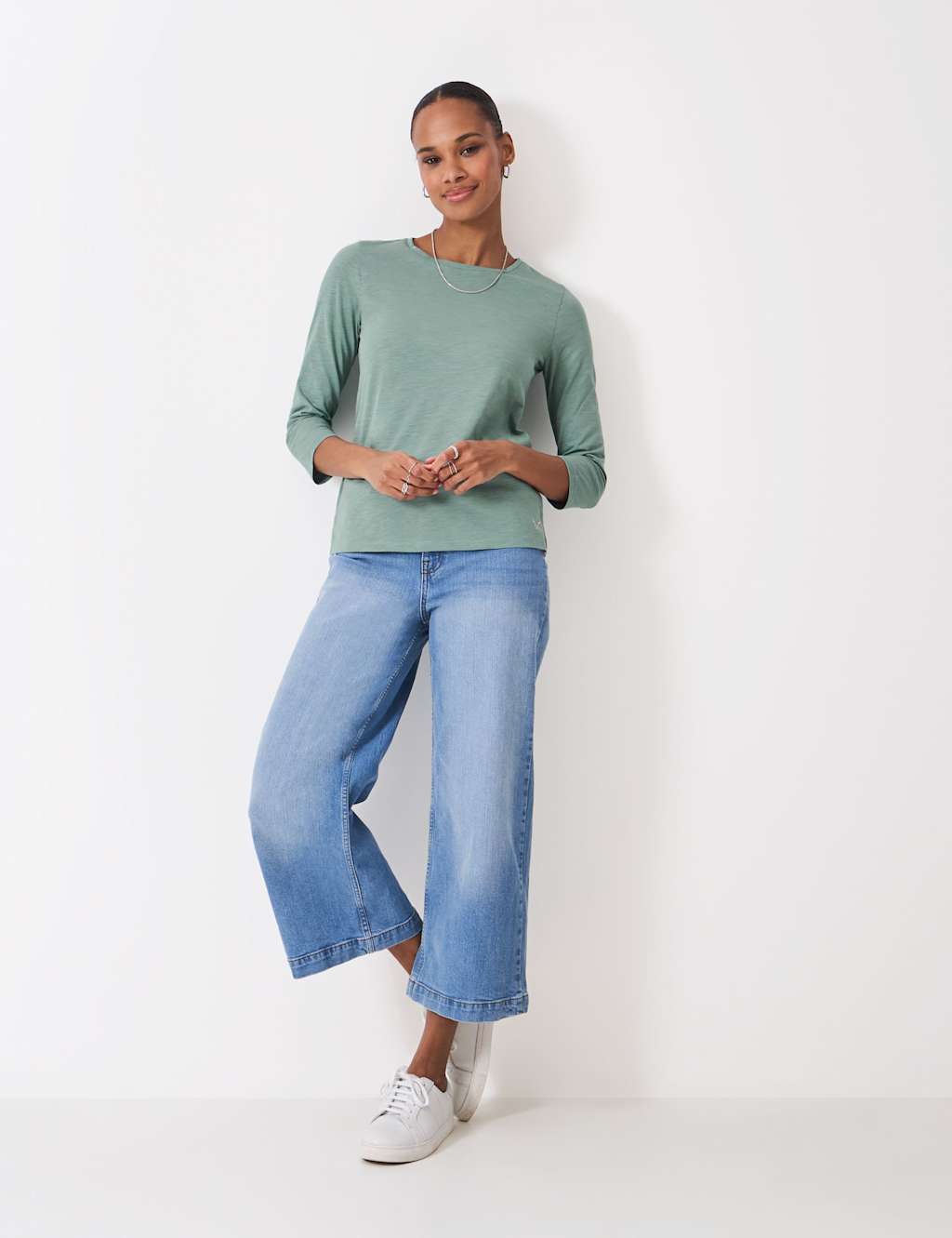 Crew Clothing Pure Cotton Top Dark Green