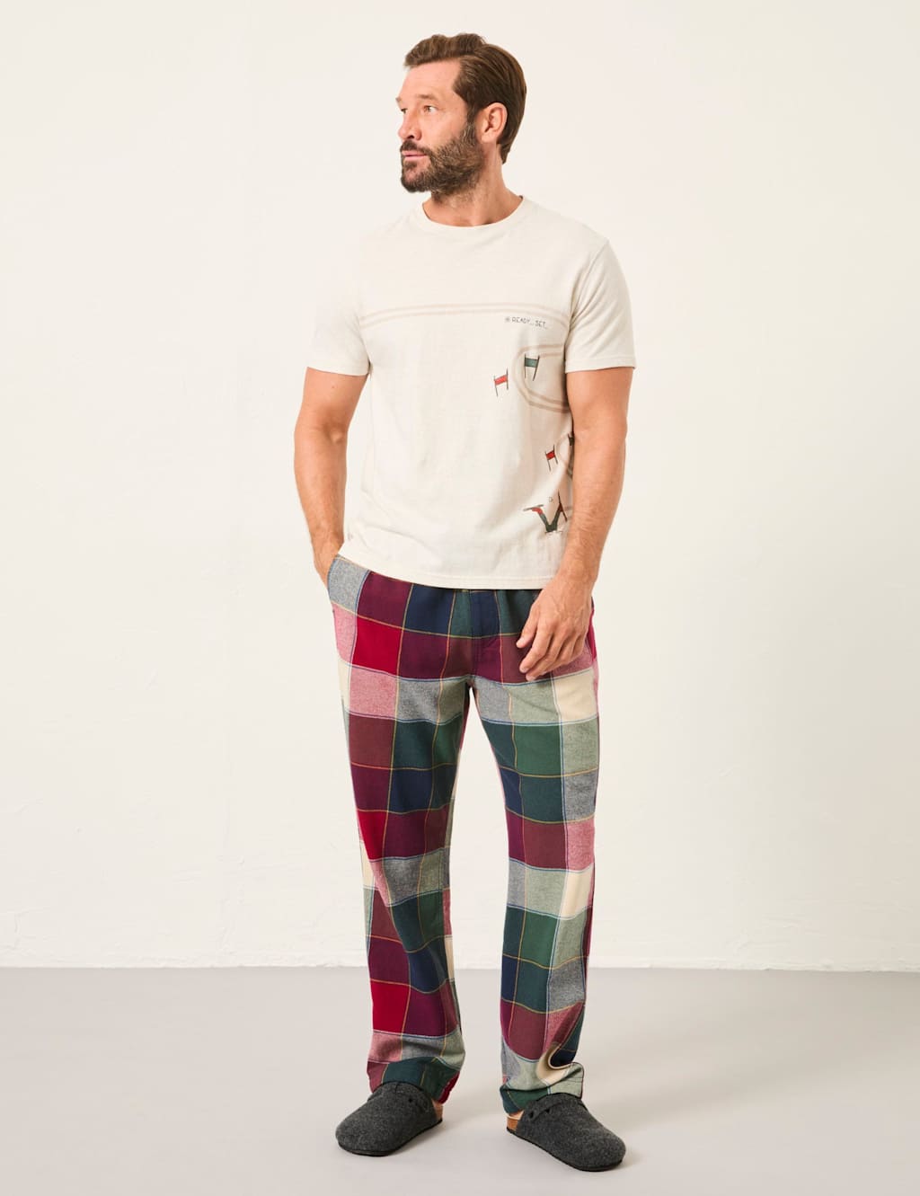 FatFace Pure Cotton Slalom Graphic T-Shirt White Mix