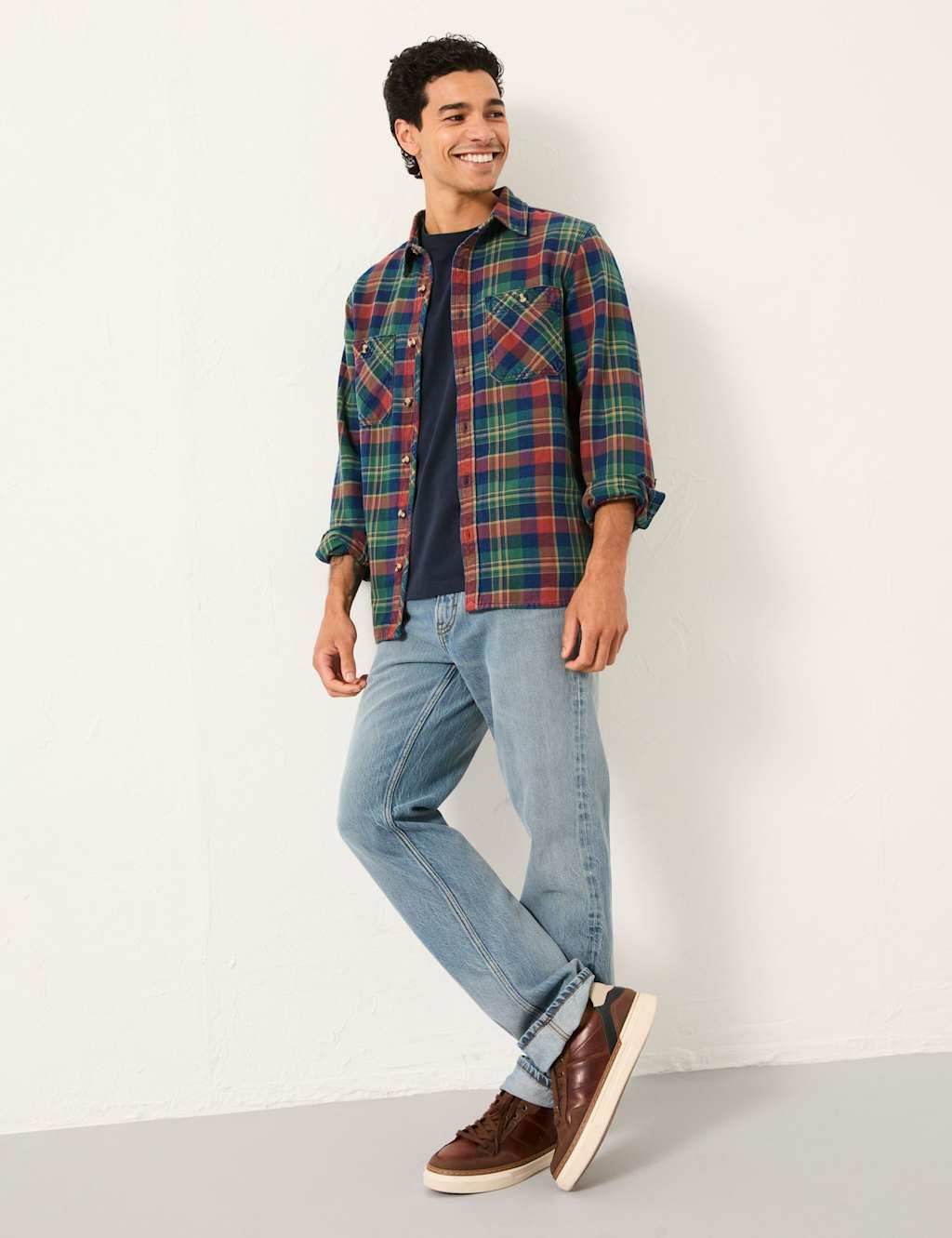 FatFace Regular Fit Pure Cotton Checked Shirt Multi