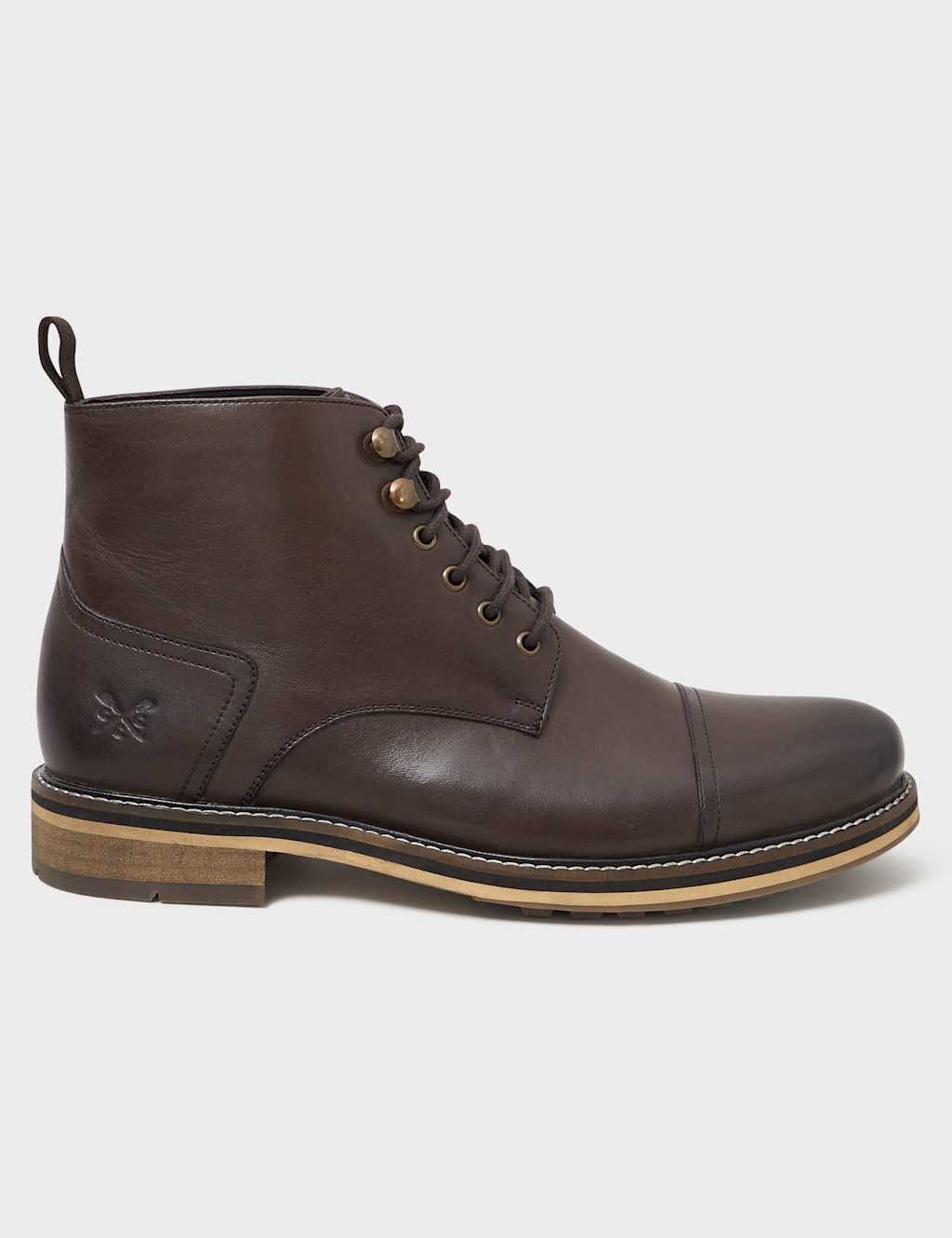 Crew Clothing Leather Ankle Boots Chocolate