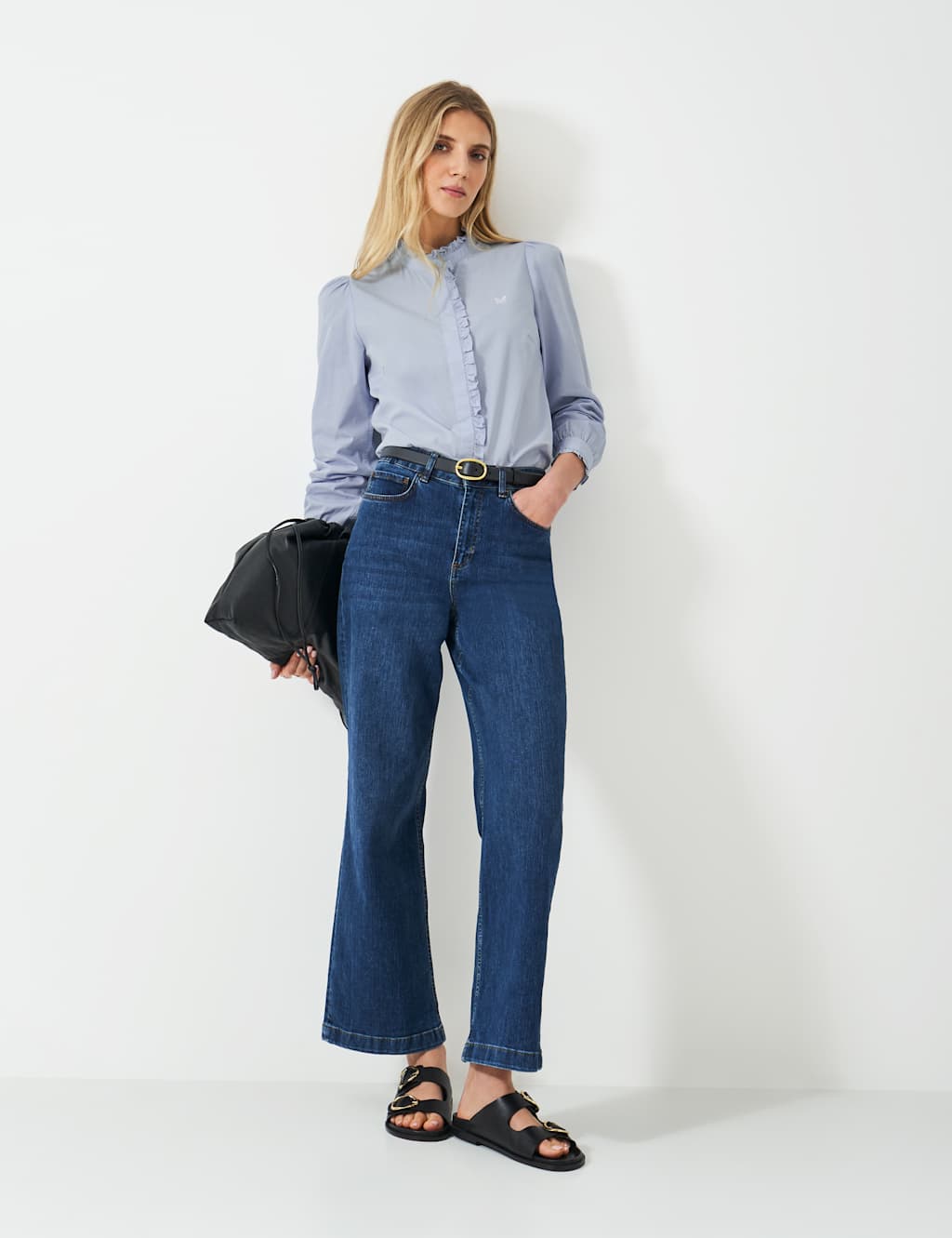 Pure Cotton Textured Ruffle Shirt
