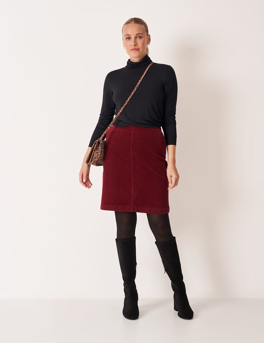 Crew Clothing Jersey Roll Neck Top Black