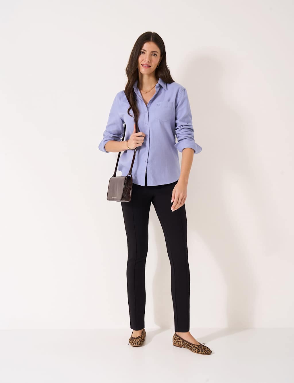 Crew Clothing Pure Cotton Relaxed Shirt Purple