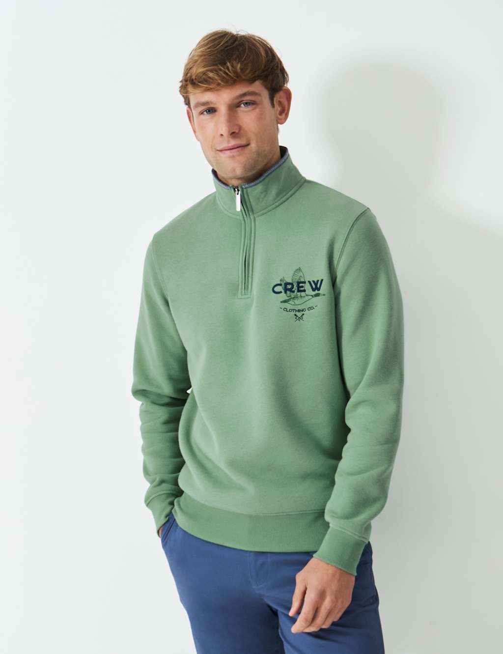Cotton Rich Printed Half Zip Sweatshirt