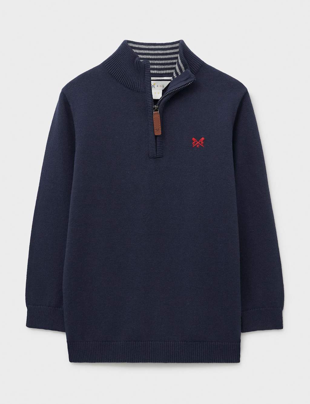 Crew Clothing Pure Cotton Half Zip Jumper (3-12 Yrs) Navy