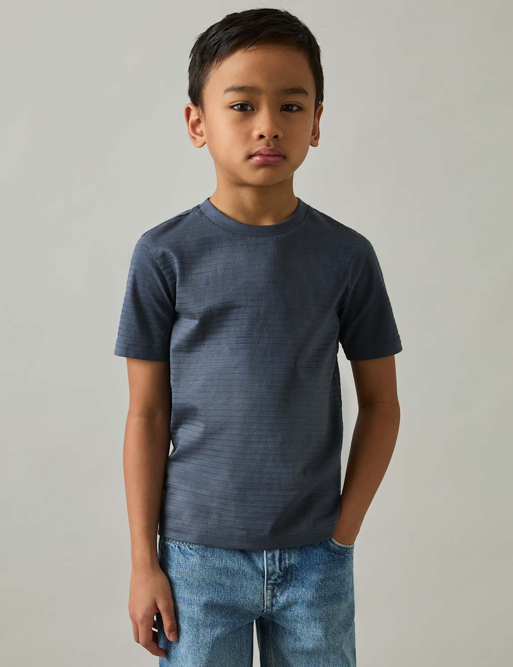 Pure Cotton Textured Stripe T-Shirt (3-14 Yrs)