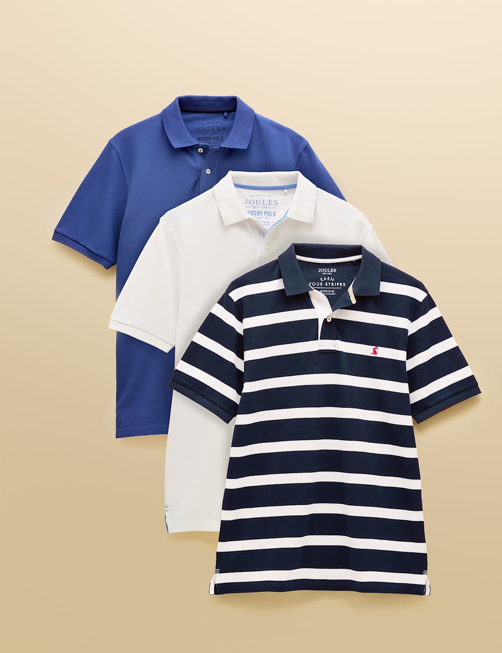 Joules 3pk Pure Cotton Polo Shirts Multi