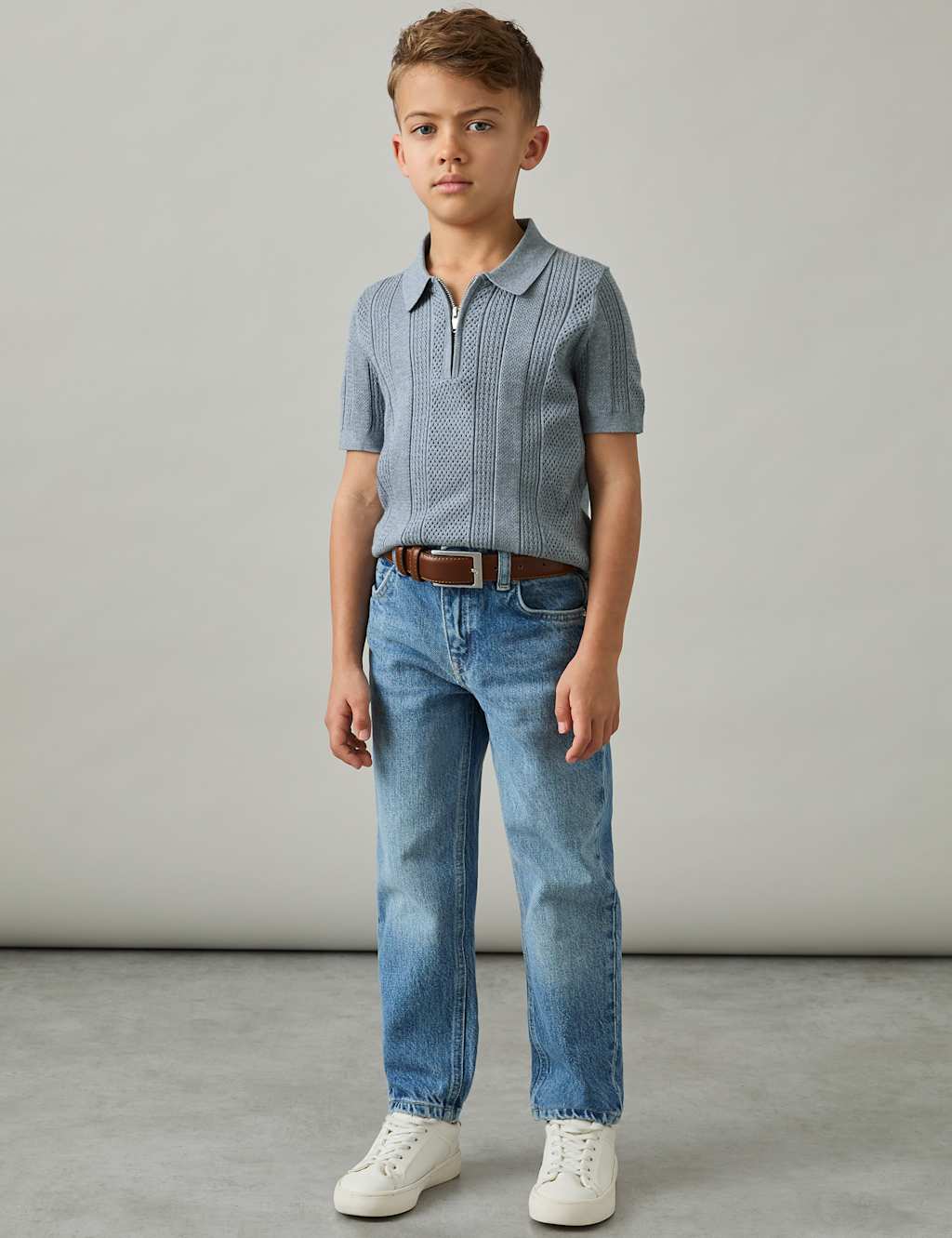 Knitted Half Zip Polo Shirt (3-14 Yrs)