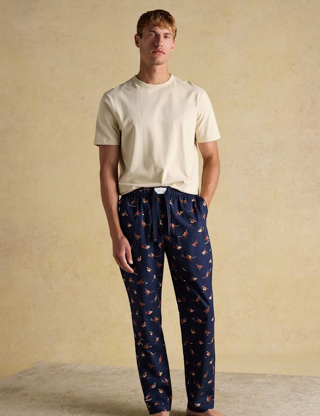 Joules Pure Cotton Printed Pyjama Bottoms Navy Mix