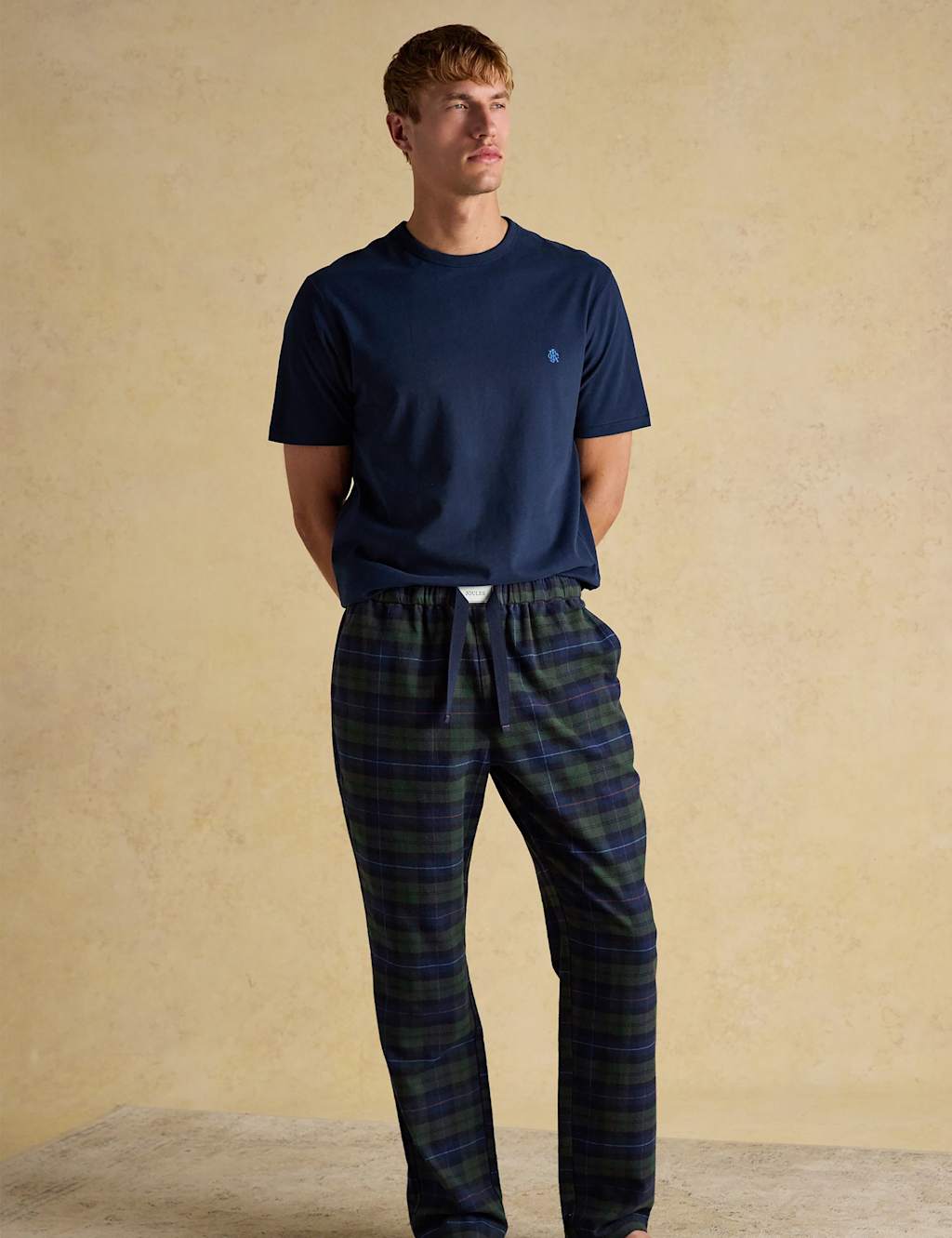 Joules Brushed Cotton Checked Pyjama Bottoms Green Mix