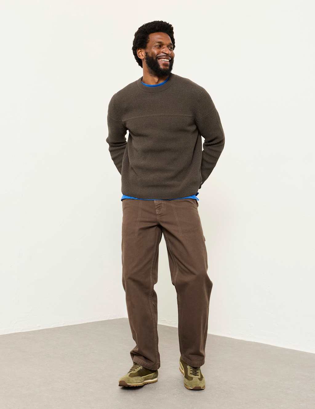 Fatface Men's Crew Neck Textured Jumper - M - Chocolate - Available at M&S