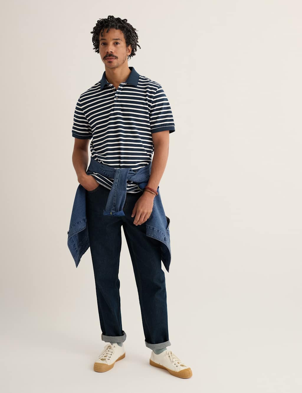 Seasalt Cornwall Men's Pure Cotton Pique Striped Polo Shirt - M - Navy Mix - Available at M&S