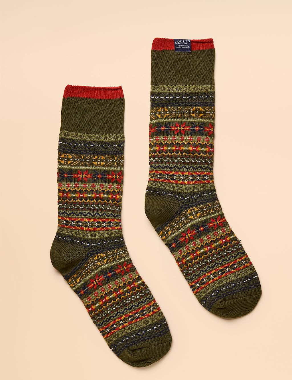 Joules Cotton Rich Patterned Socks Green Mix