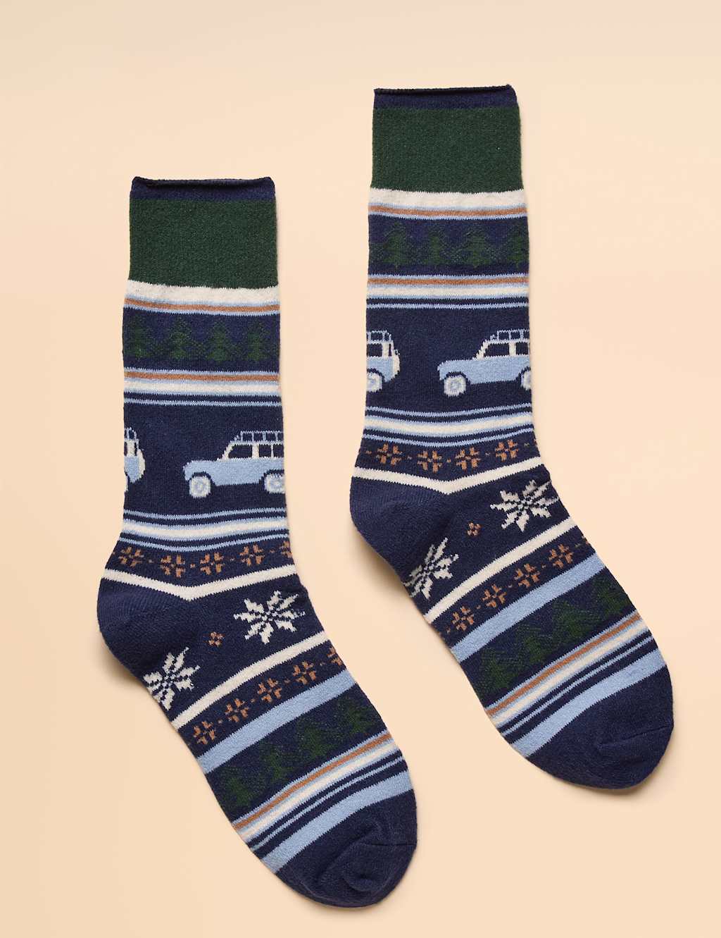 Joules Fair Isle Ankle High Socks Navy Mix