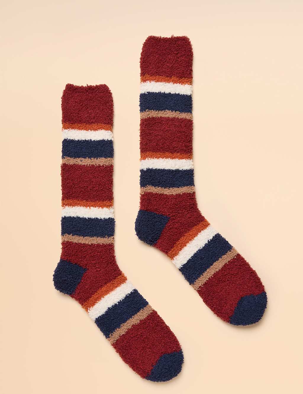 Joules Cosy Striped Socks Red Mix