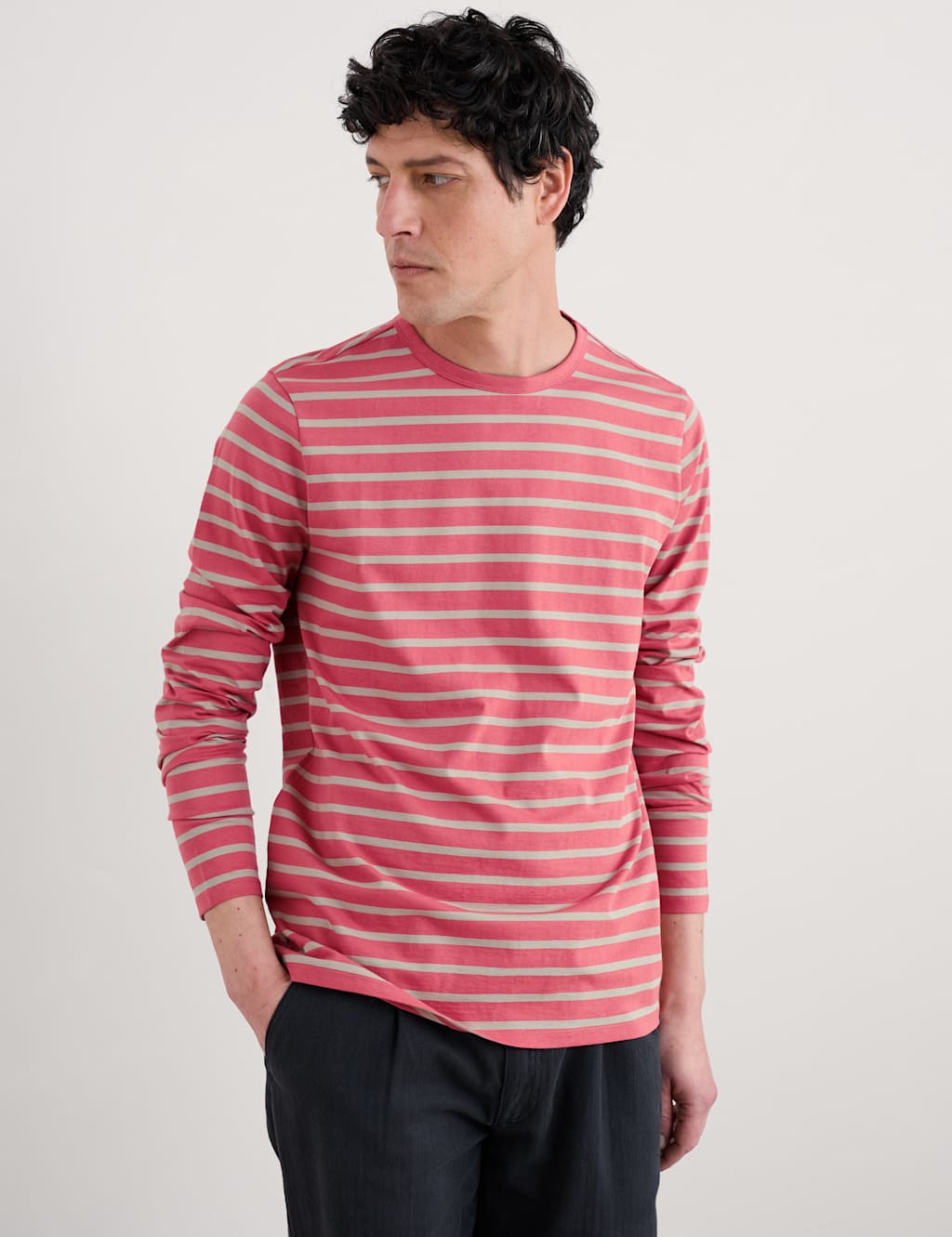 Pure Cotton Striped Long Sleeve T-Shirt